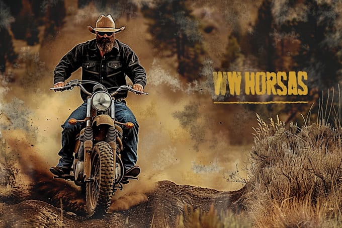 create a western vintage rodeo, horse and motorcycle theme