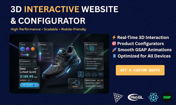 create interactive 3d website and product configurator using three js and gsap