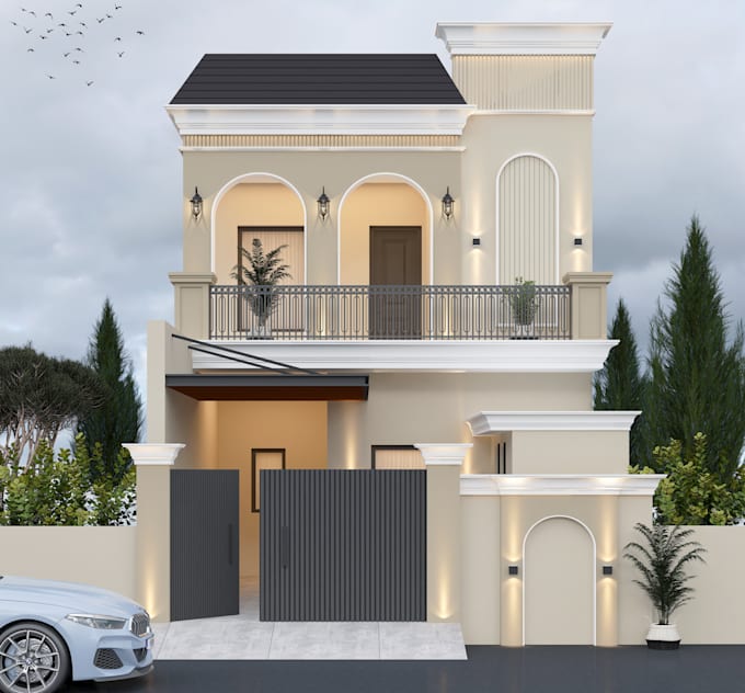 design realistic 3d house elevation and exterior rendering