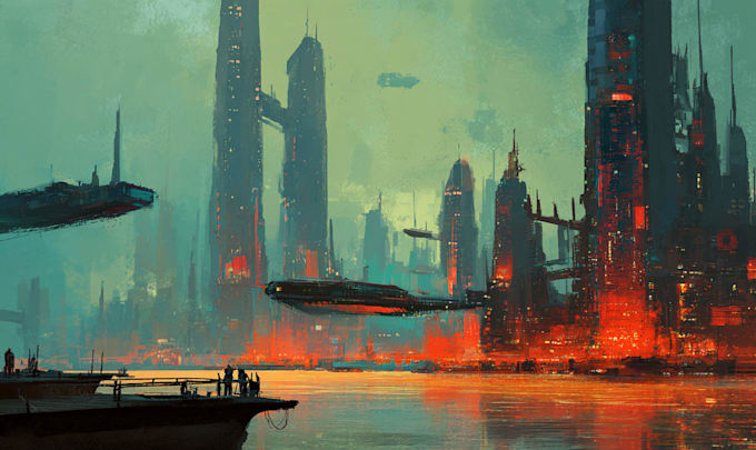 create stunning cyberpunk city illustrations