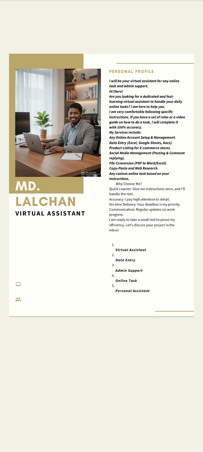be virtual assistant for any online task and admin support