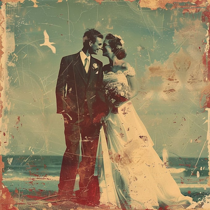 create a vintage style wedding poster design