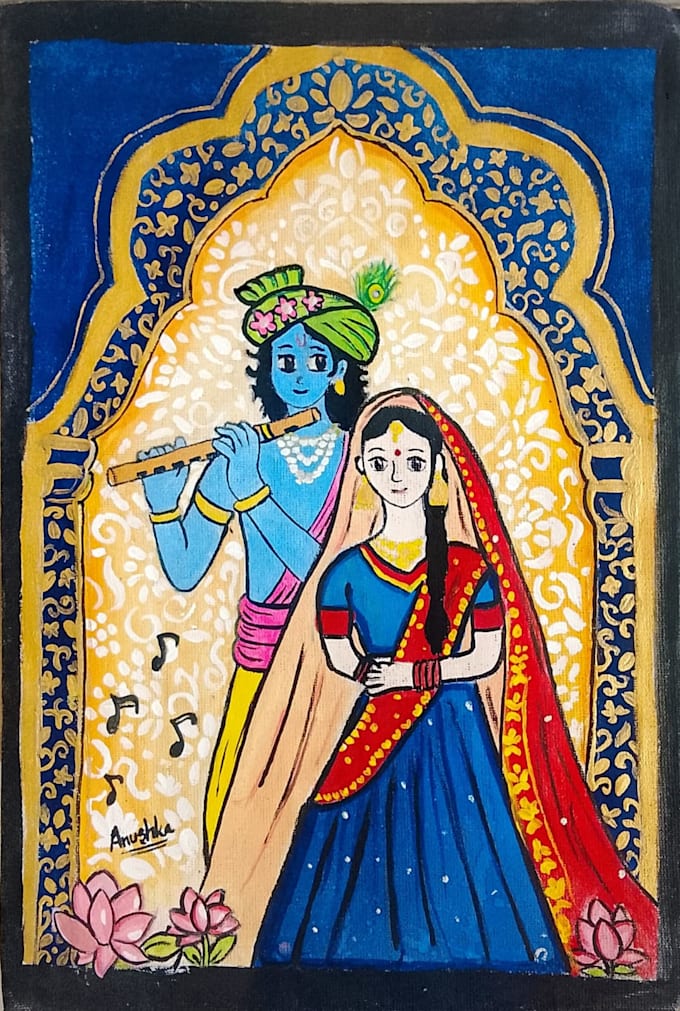 create beautiful radha krishna painting