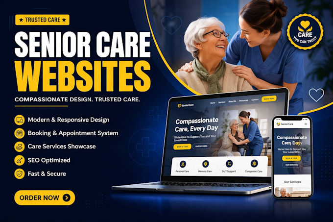 design senior care, nursing home website with booking system in wordpress