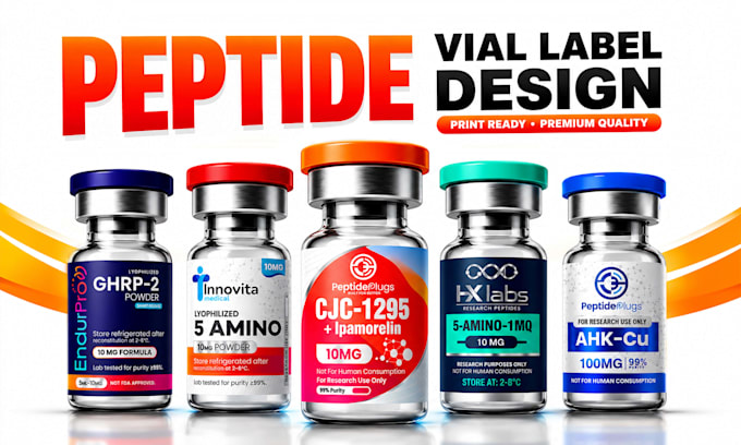 product label design, peptide label and vial label design