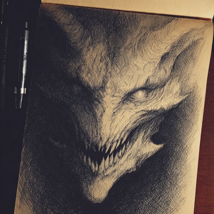 draw dark, horror illustration