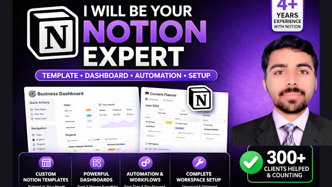 notion expert, custom notion template, dashboard, automation and workspace setup