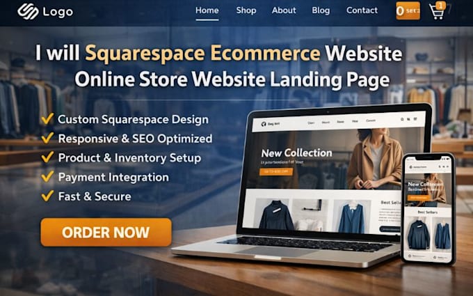 design squarespace ecommerce website online store website landing page