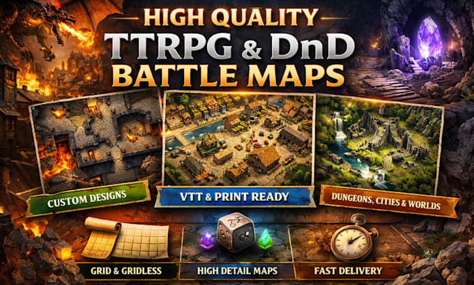 create a high quality for your ttrpg dnd battle maps, rpg and games fantasy