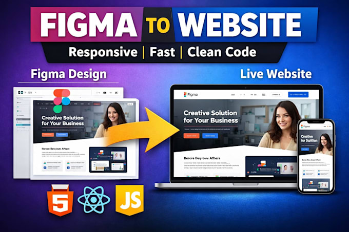 convert figma, PSD, xd to responsive HTML CSS react website