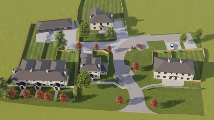 buildup modern suburban building, residential housing development, cgi rendering