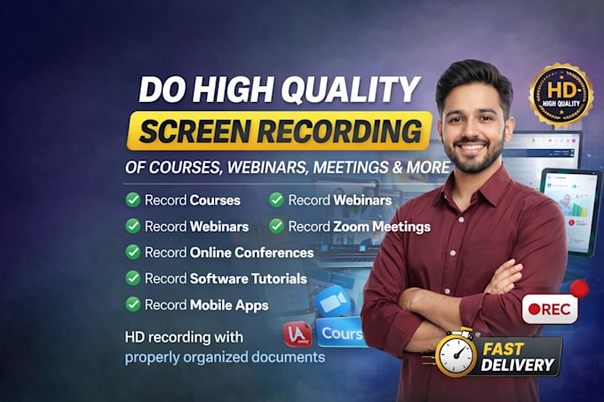 screen record online courses, webinars, meetings, tutorials