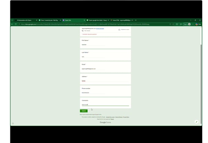 automate google form to sheets and auto email