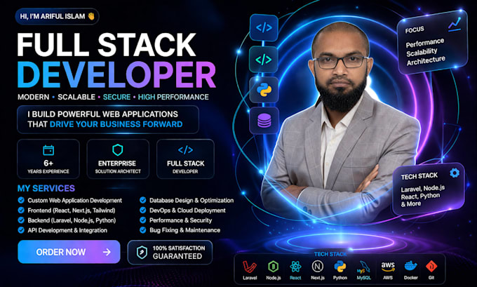 build modern full stack web application using laravel, node, react