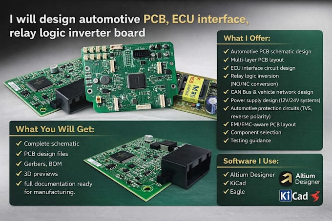 design automotive pcb, ecu interface, relay logic inverter board