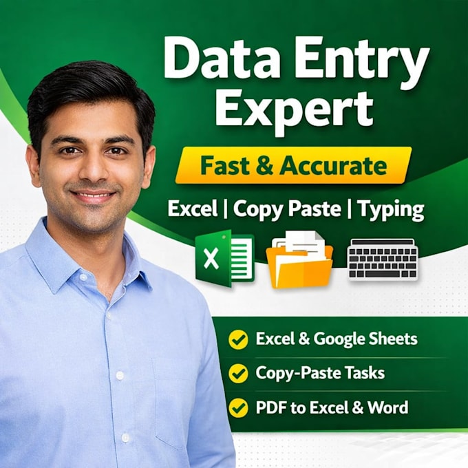 type, copy paste, clean, organize excel data
