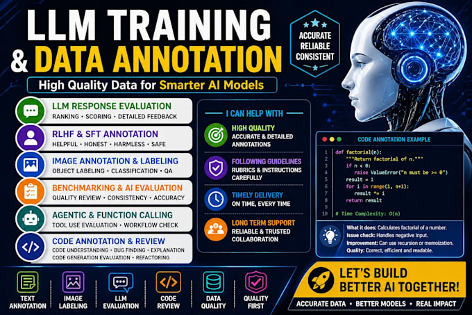 llm training, rlhf, sft, data annotation, image labeling, and ai evaluation