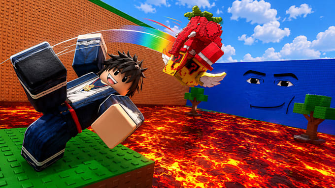 develop kick a lucky block roblox game, as roblox game developer, brainrot game