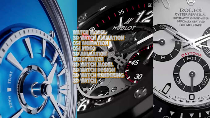 create realistic 3d watch animation, cgi video, 3d watch model and rendering