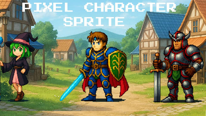 do 8bit pixel character sheet custom sprite animation for indie rpg game assets
