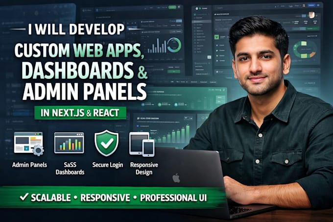 develop custom web app dashboard or admin panel in nextjs