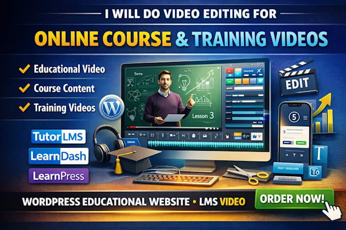 do online course video editing, course upload on educational course website, lms