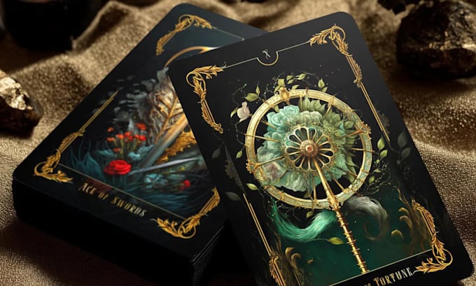 draw a custom tarot or oracle card full deck with box
