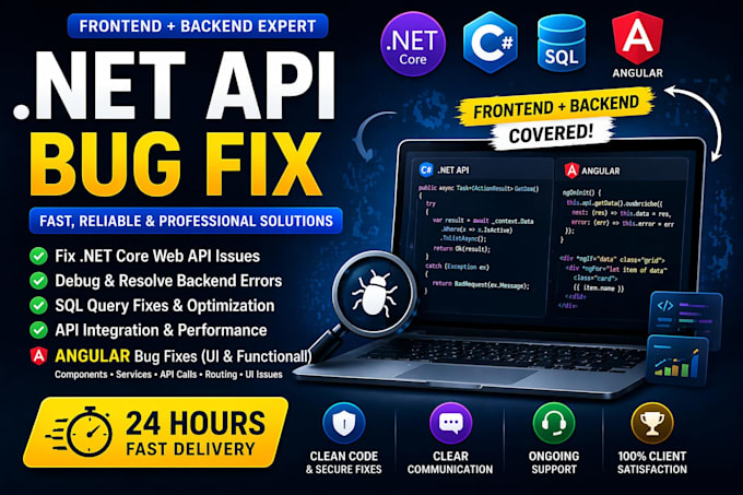 fix dot net core web API bugs and backend issues fast