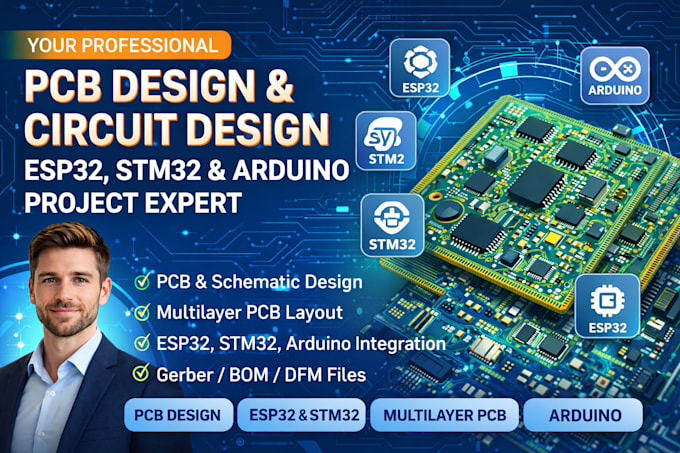 kicad pcb design schematic, multilayer pcb layout, esp32, stm32, arduino, rf pcb