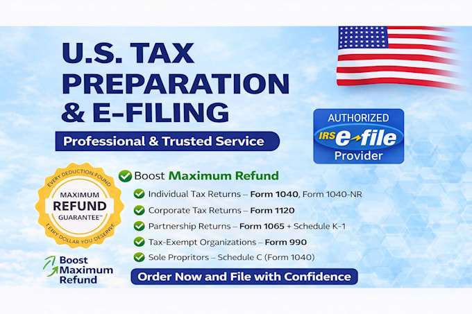 do USA tax preparation, e filing, and bookkeeping