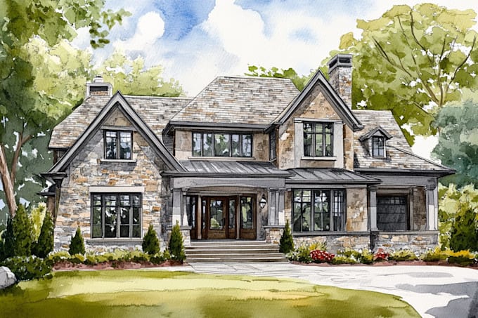Create watercolor house portrait by Barrylooms | Fiverr