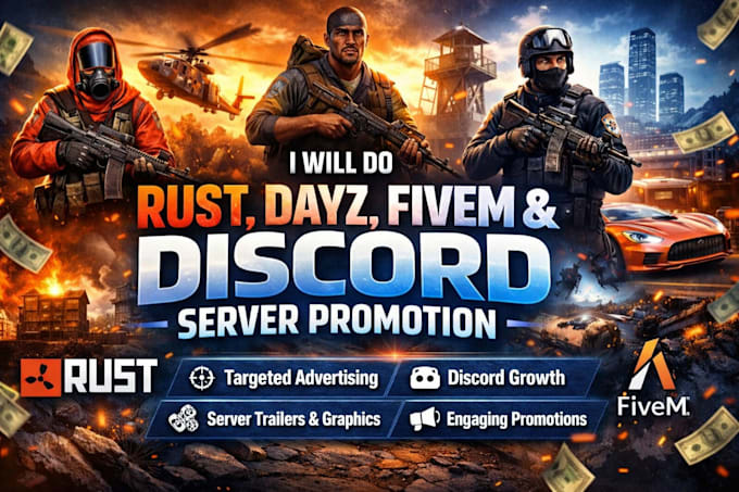 do rust, dayz, fivem server promotion, discord server promotion, fivem server ad