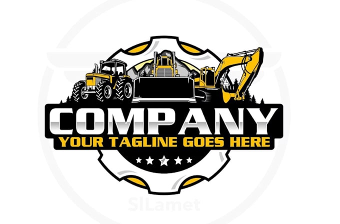 do unique heavy equipment repair tractor vector logo