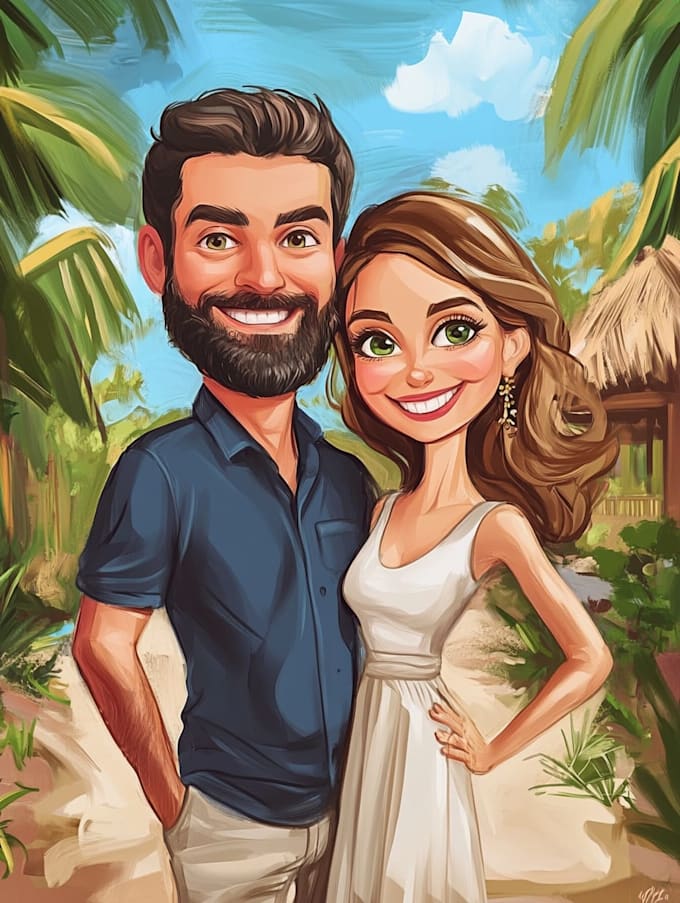do couple caricature illustration for you