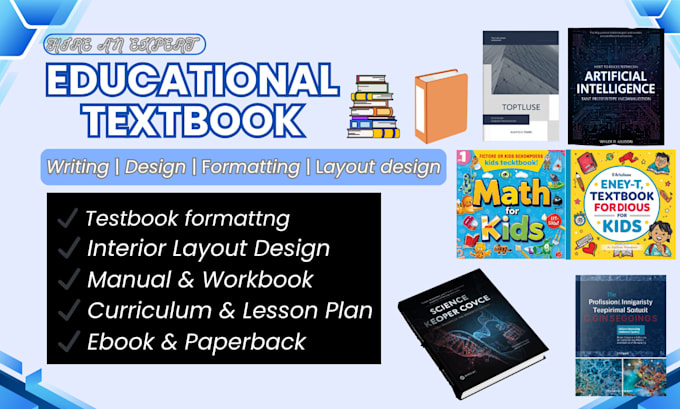 write, design, format educational content, textbook, workbook, elearning course