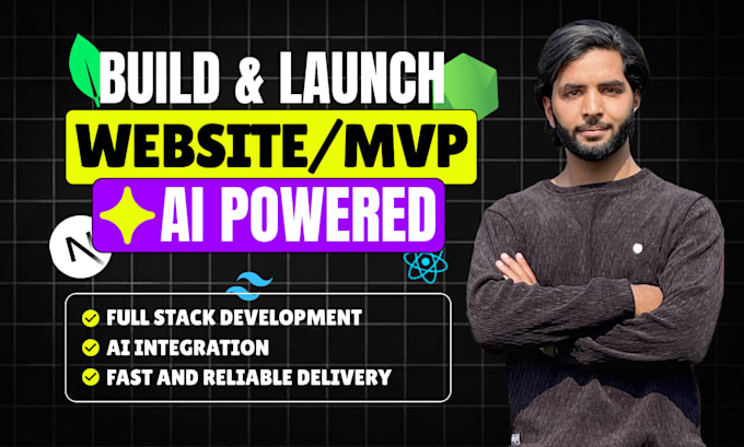 build custom ai powered full stack website as front end backend developer