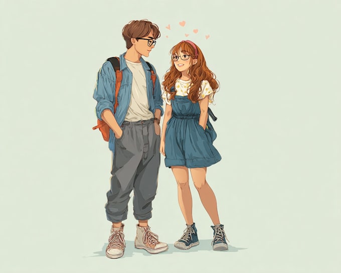 draw anime couple illustration