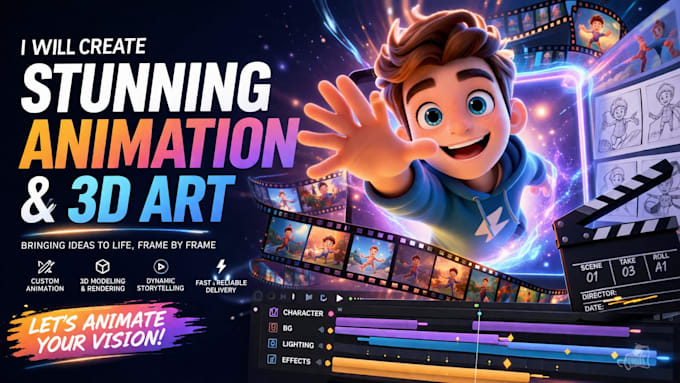 do cinematic ai video animation and 3d pixar style film production