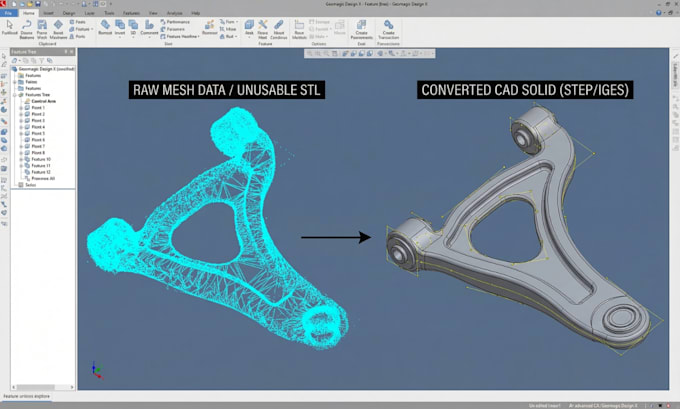 fix broken stl models for 3d printing and convert obj mesh to solid step cad