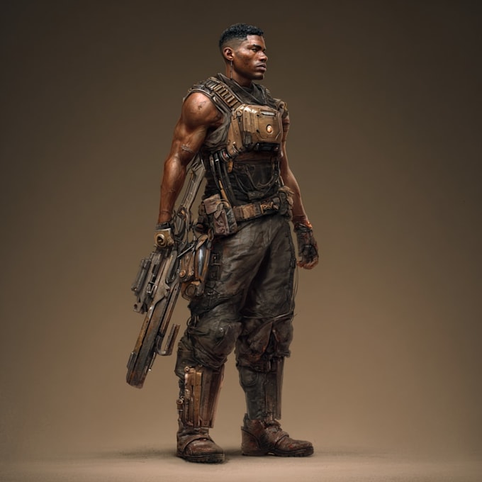 draw sci fi character, robot, alien or cyberpunk hero