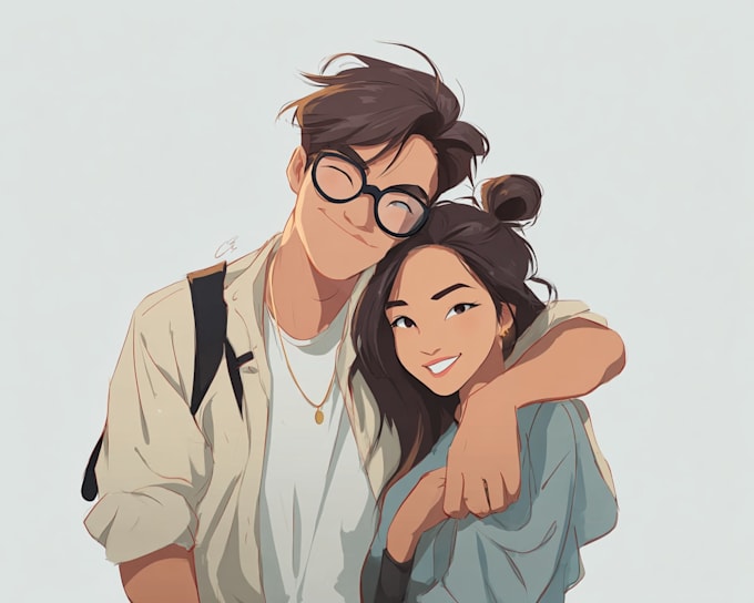 create you anime couple art portrait