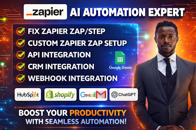 fix setup zapier automation, zapier api integration expert, zapier webhook