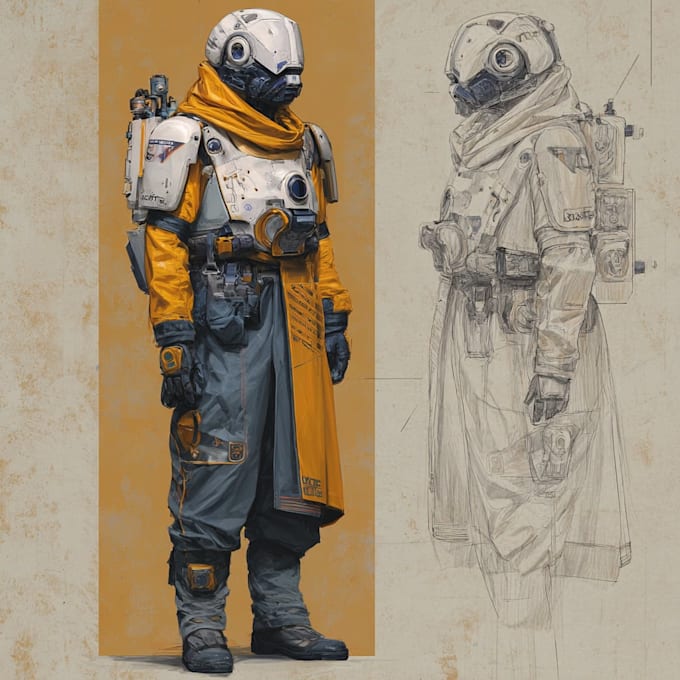 drawing a sci fi character illustration or sci fi character