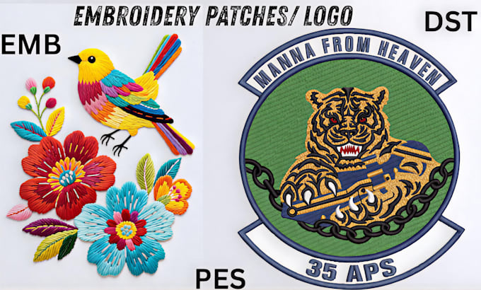 digitize image to embroidery logo and patch designs dst pes file brother
