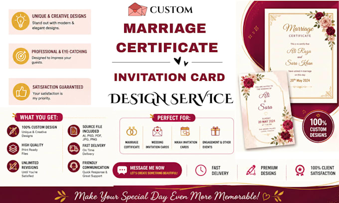 design elegant marriage certificate and invitation card