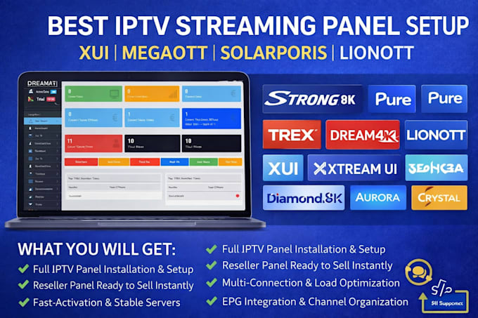 best streaming iptv panel, xui panel, megaott panel, solarporis panel, lionott