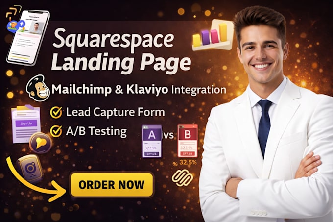 squarespace landing page mailchimp klaviyo integration lead capture form a b
