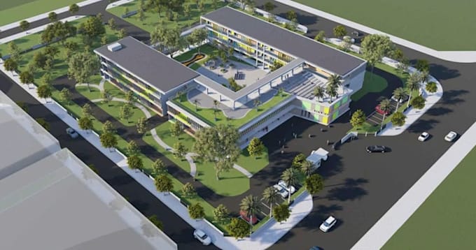 design 3d architectural rendering,secondary school campus,kindergarten classroom