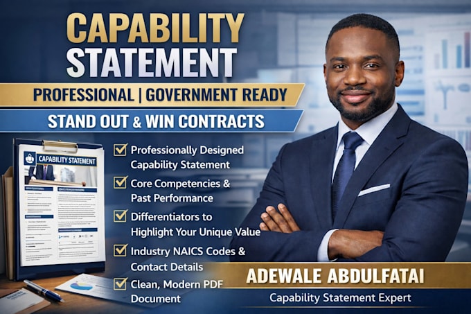 create a professional capability statement for government contracts and business