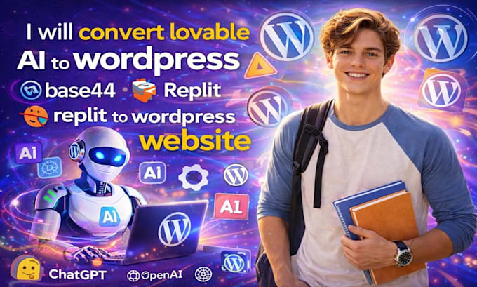 convert lovable ai to wordpress base44 to wordpress replit to wordpress website